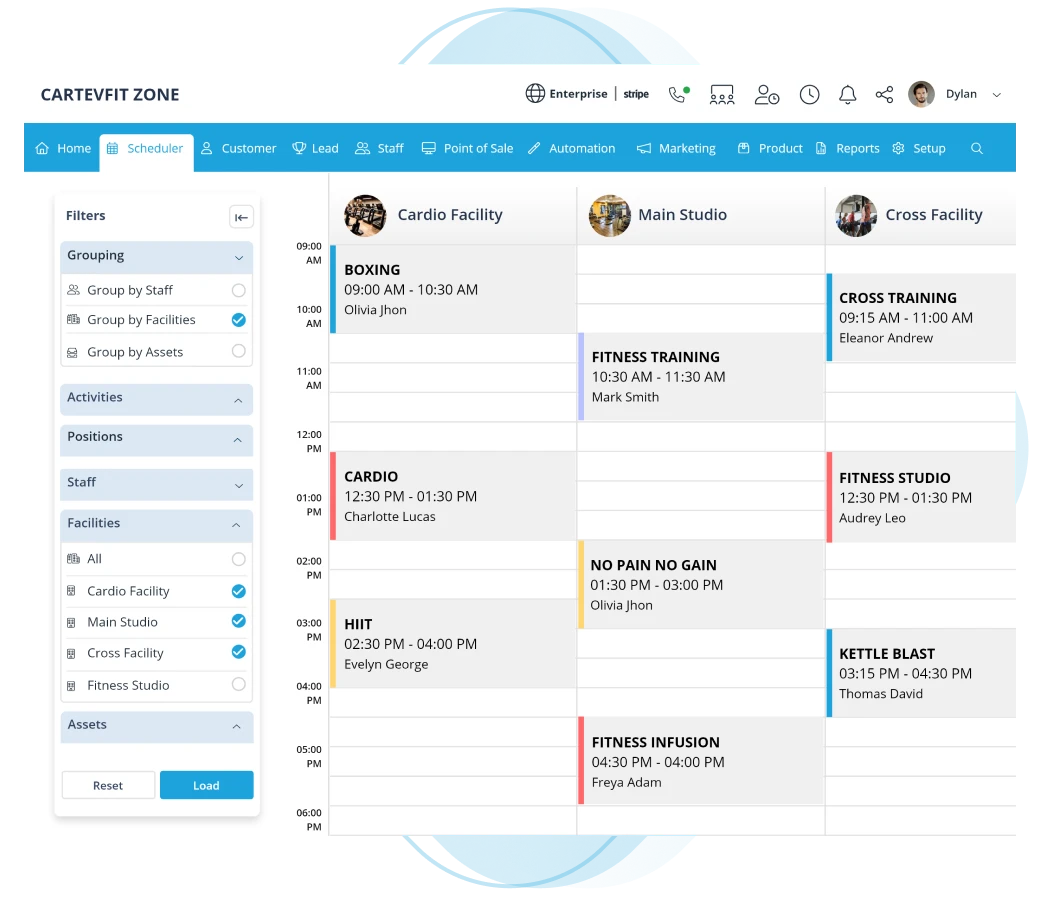 Facility rental with resource scheduling