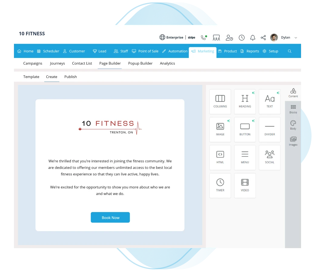 Fitness software with marketing feature