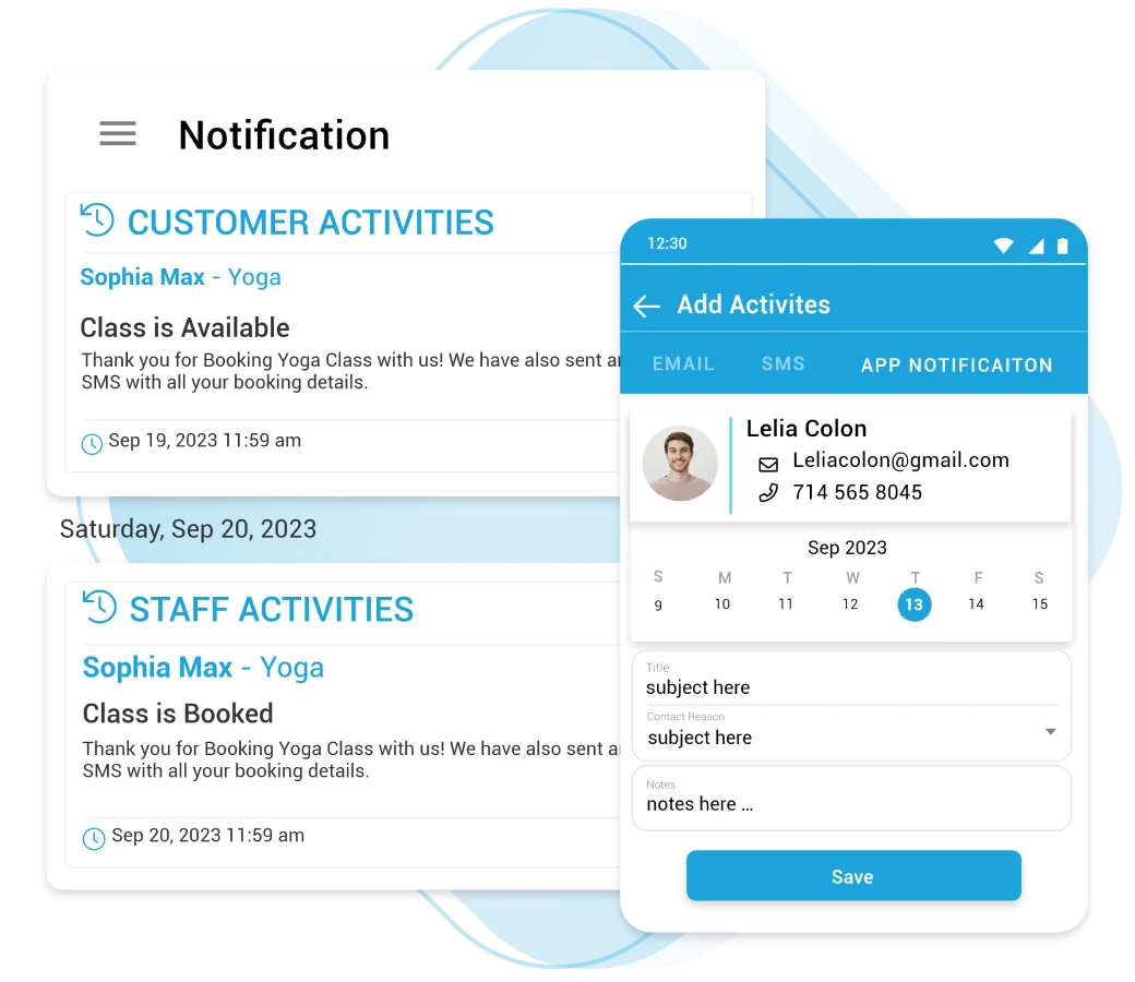 Fitness software with waitlist on the mobile app