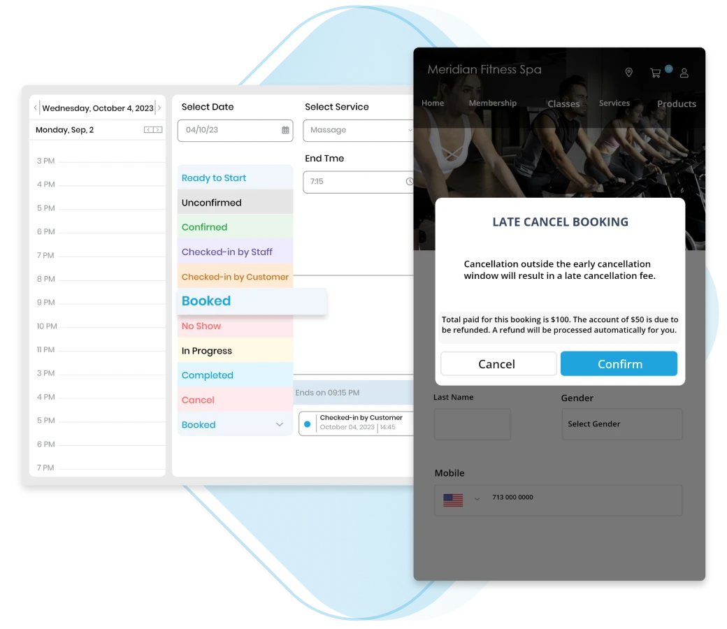 Scheduling software for bookings, cancellations & no-show policies