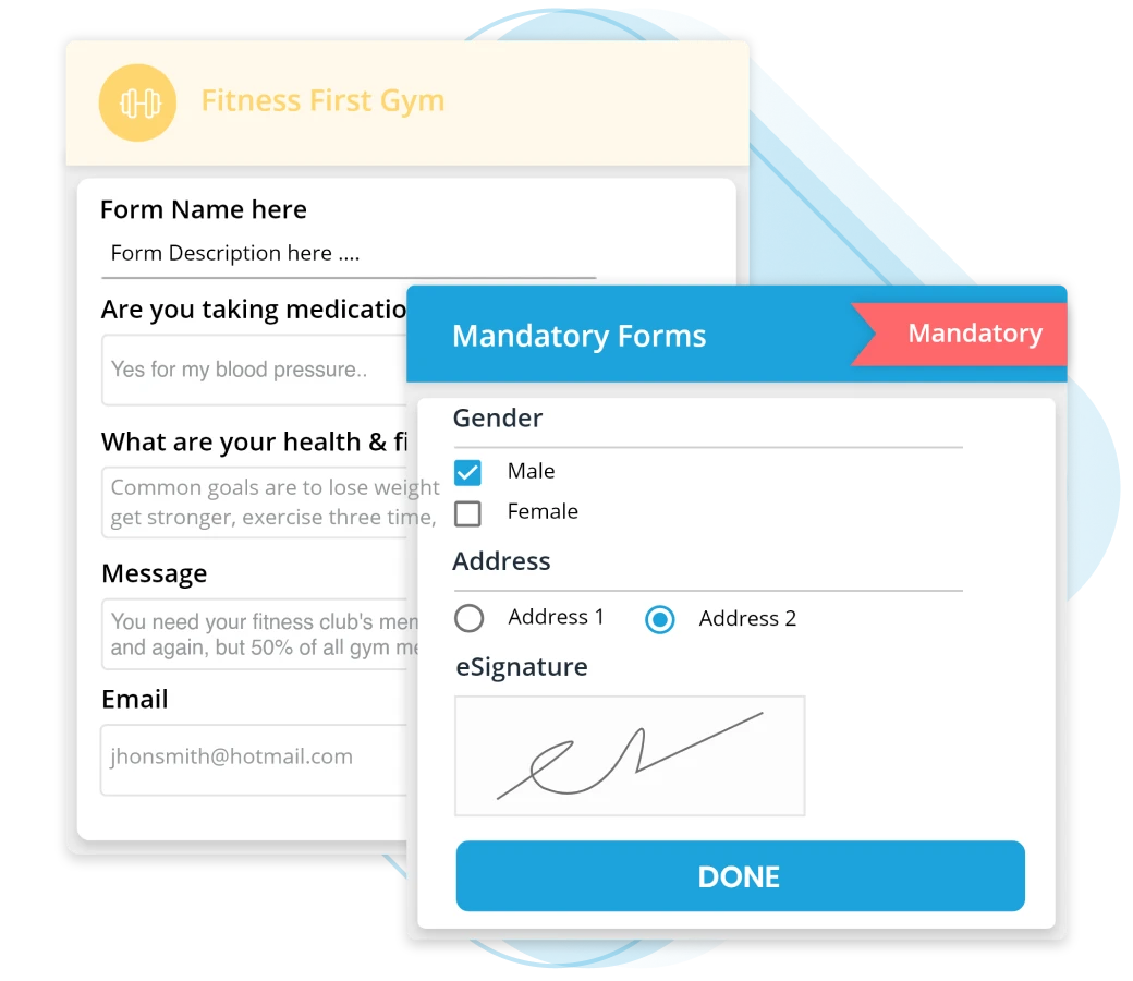 Wellness software with digital forms: multi-pages & mandatory