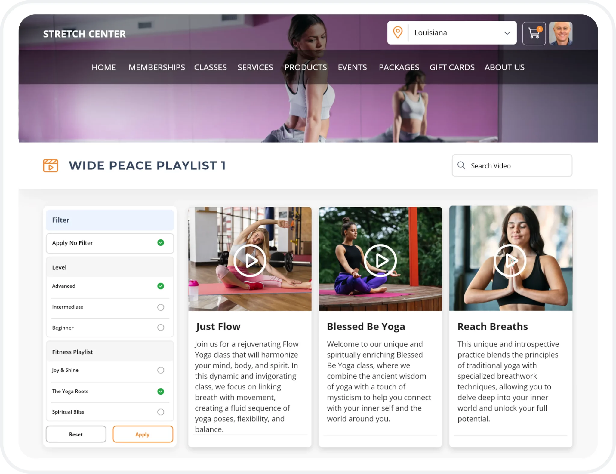 yoga software with video on demand
